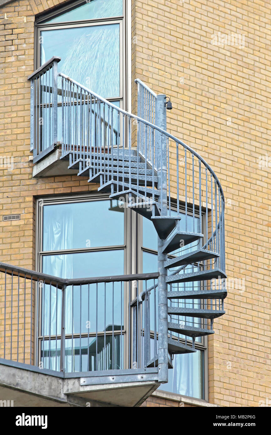 External Spiral Staircase Made From Steel Fire Escape Stock Photo Alamy