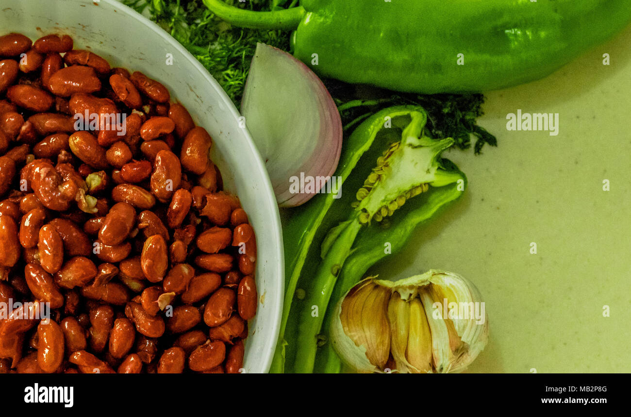Dominican Latin Food Beans Cook Stock Photo