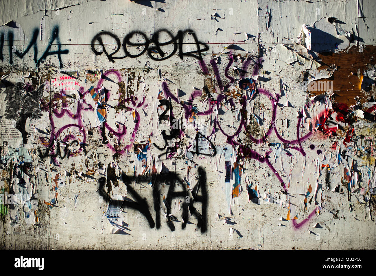 Graffiti covers white walls in New York City, March 2013. Stock Photo