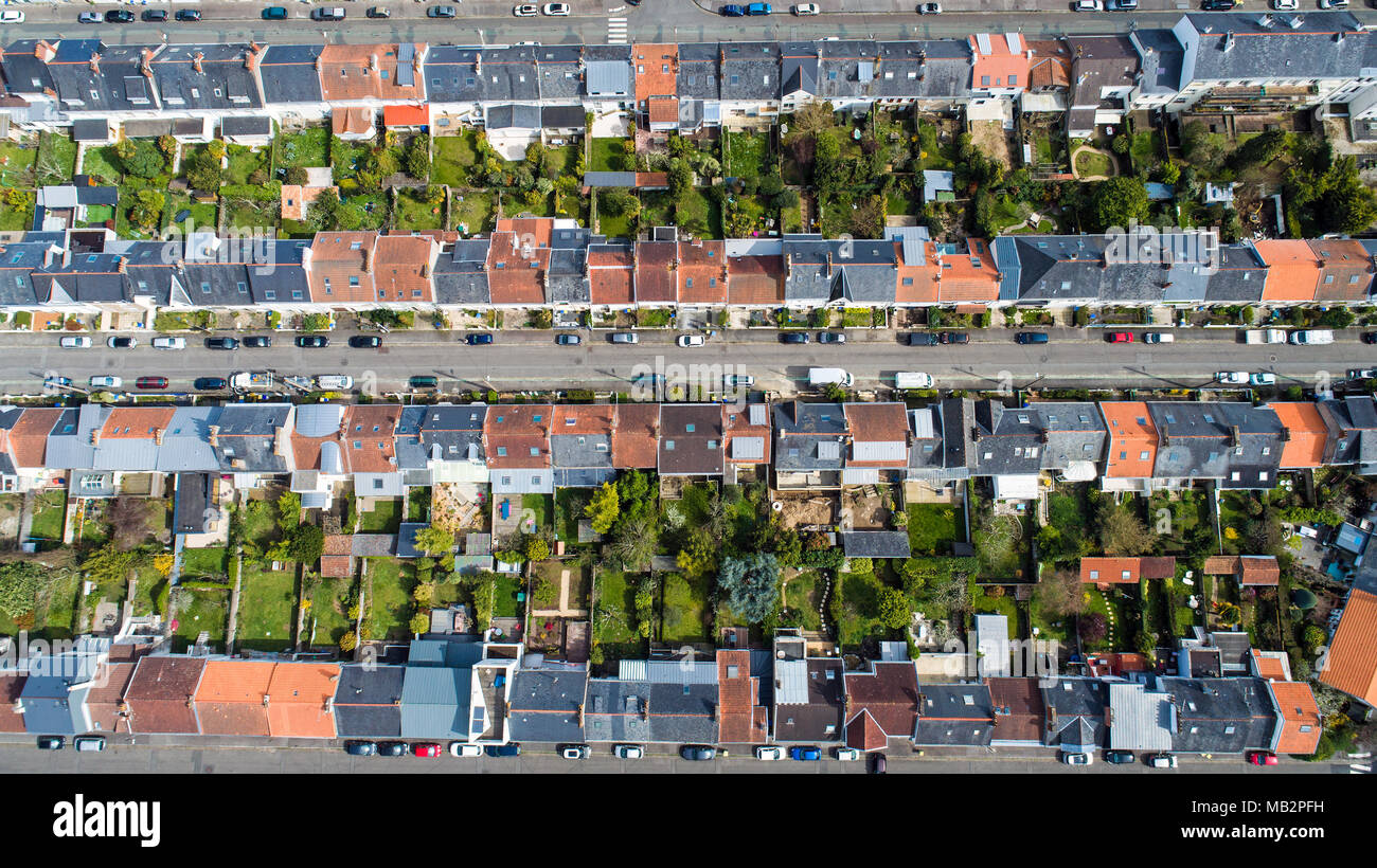 Aerial photography of a residential district in Nantes city Stock Photo
