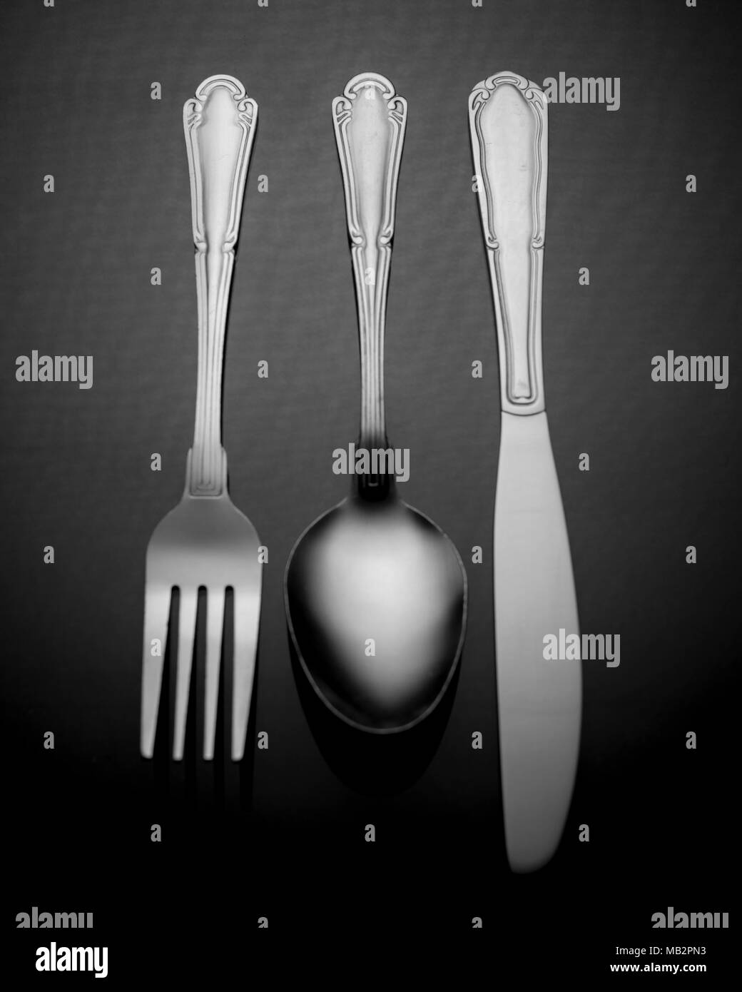 Cutlery set fork knife and spoon isolated on white background utensils