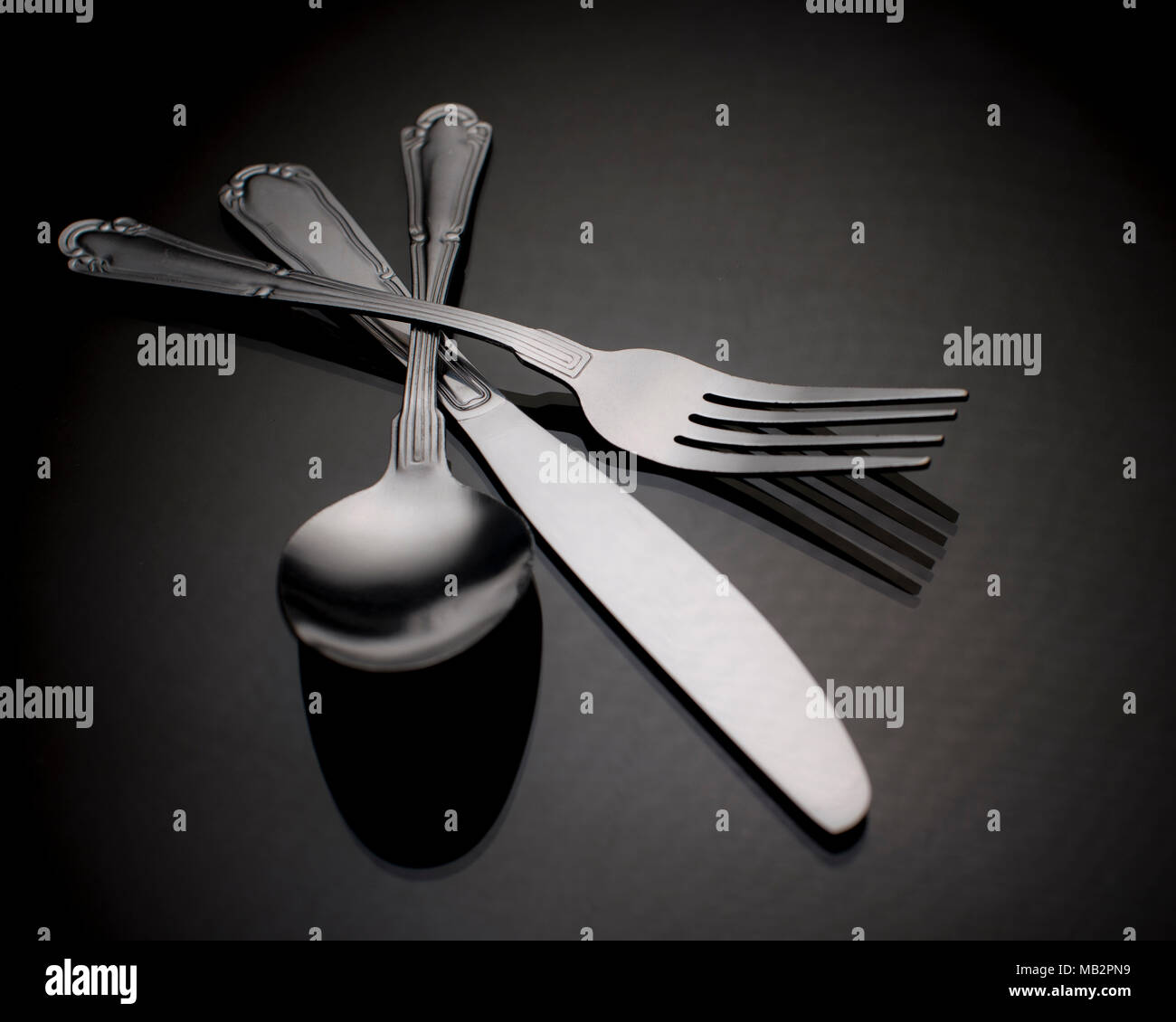 Cutlery set fork knife and spoon isolated on white background utensils