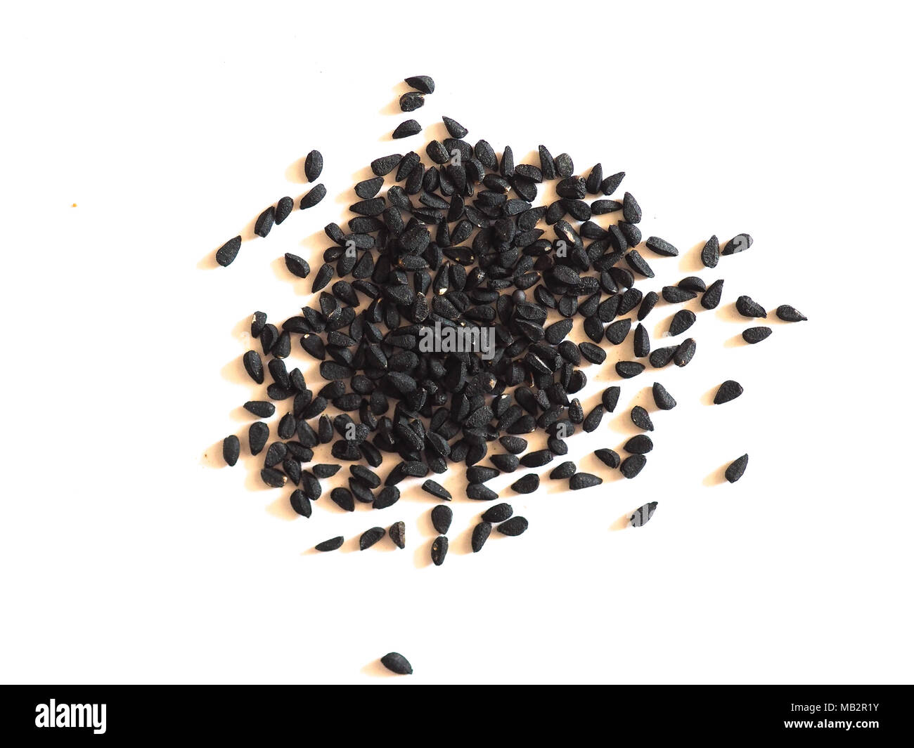 Black Cumin (Nigella Sativa) aka black caraway seeds over white