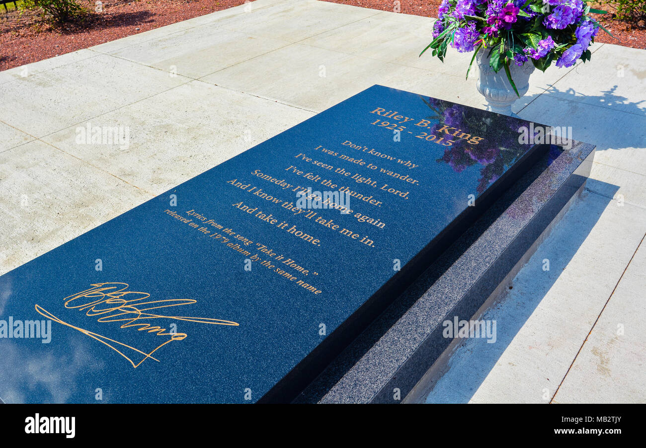 Indianola, MS - Sept. 22, 2017: B.B. King's Gravesite. B.B. King was an American blues singer, electric guitarist, songwriter, and record producer. Stock Photo