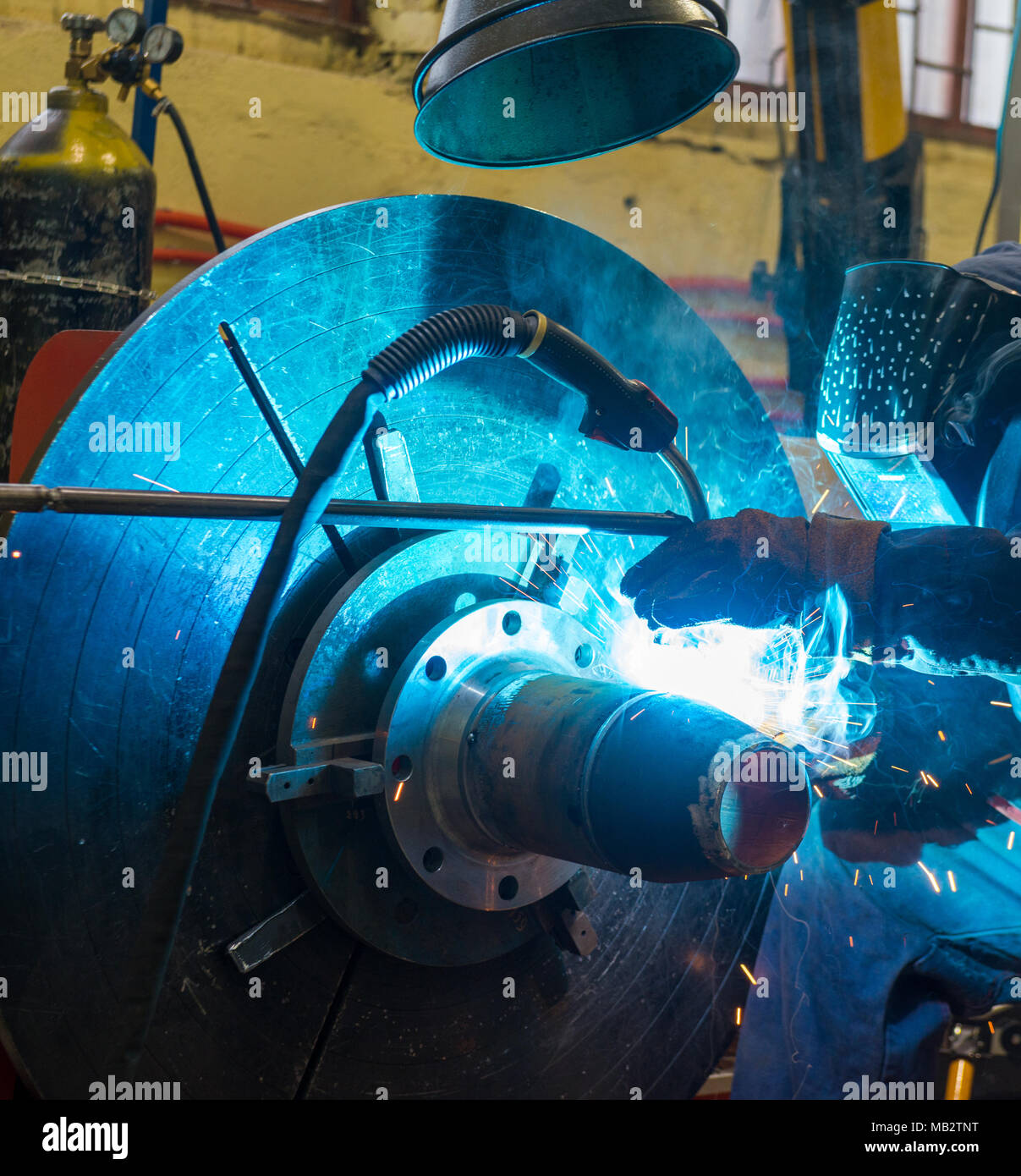 Welder working with steel  Stock Photo