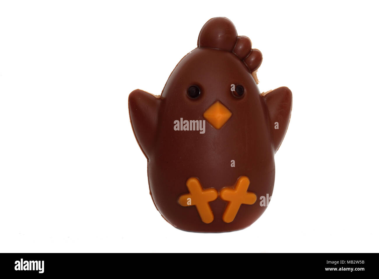Chocolate Easter chicken isolated on a white background Stock Photo