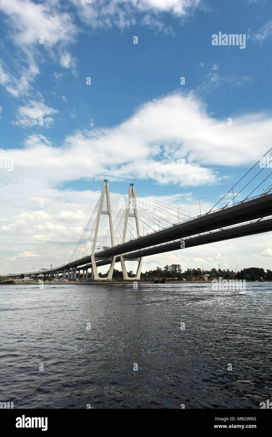 Big Obukhov bridge over the river Neva in St. Petersburg Stock Photo