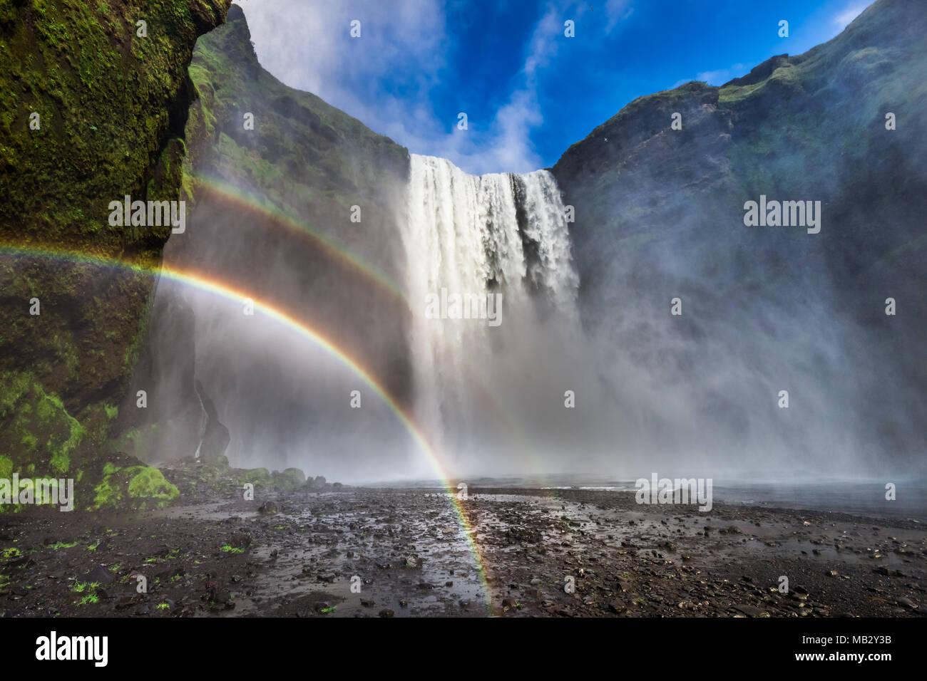 Beautiful Waterfall Skogafoss In Iceland With Rainbow Stock Photo Alamy Beautiful Waterfall Skogafoss In Iceland With Rainbow Stock Photo Alamy