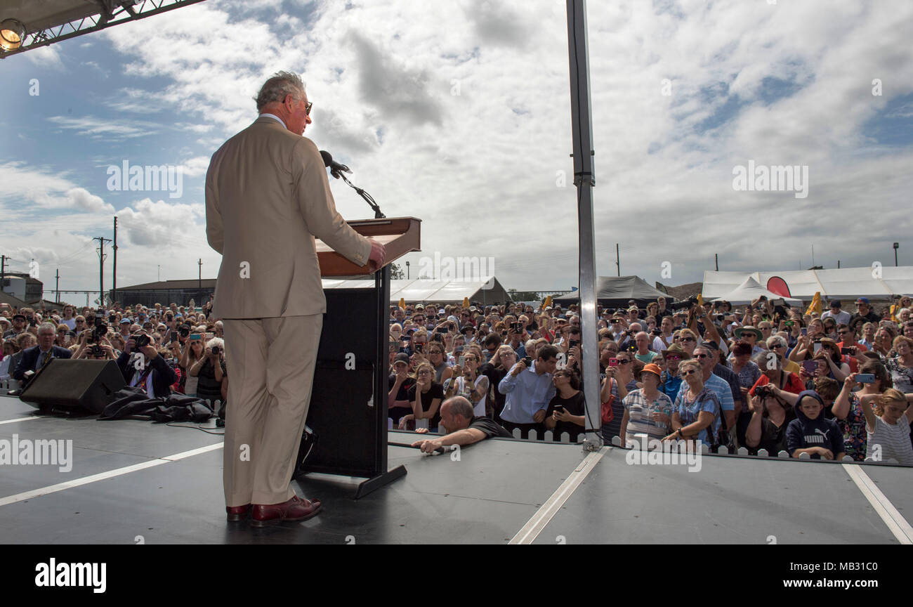 The Prince of Wales attended a community festival during a tour of the Bundaberg Rum Distillery. Stock Photo