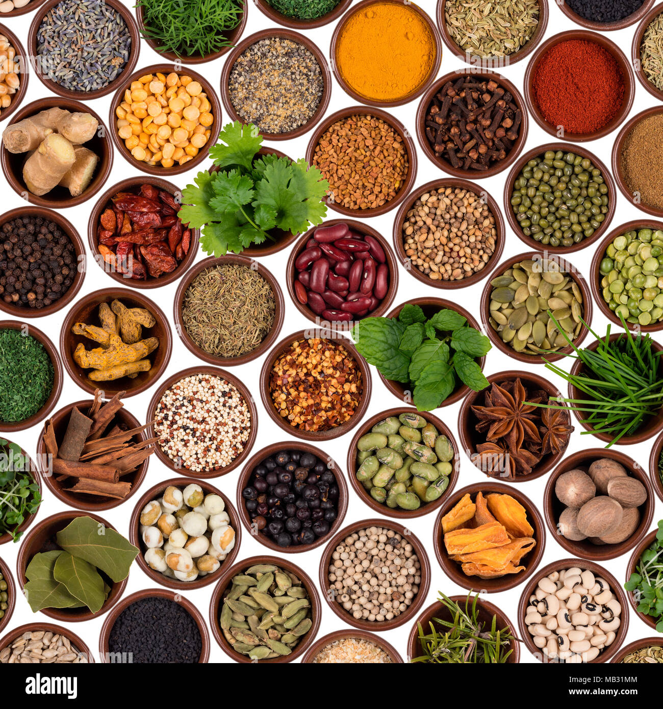 Selection of cooking ingredients to add flavor and seasoning. Stock Photo