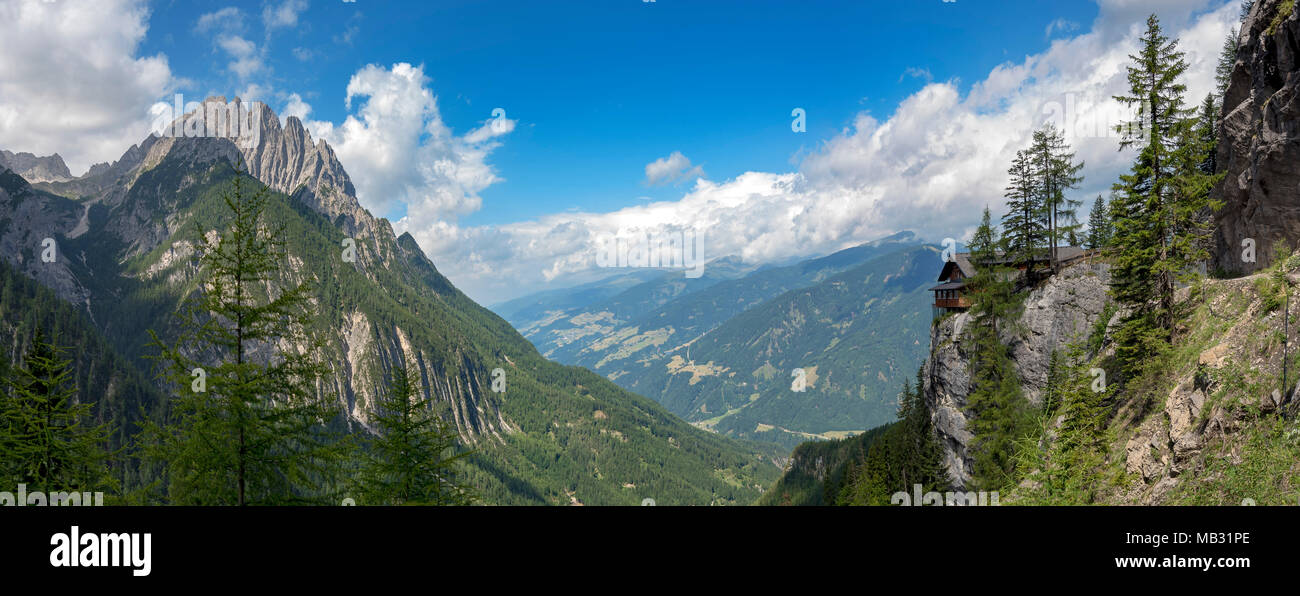 Lienz Dolomites and Dolomites alpine hut, panorama, Amlach, East Tyrol, Austria Stock Photo