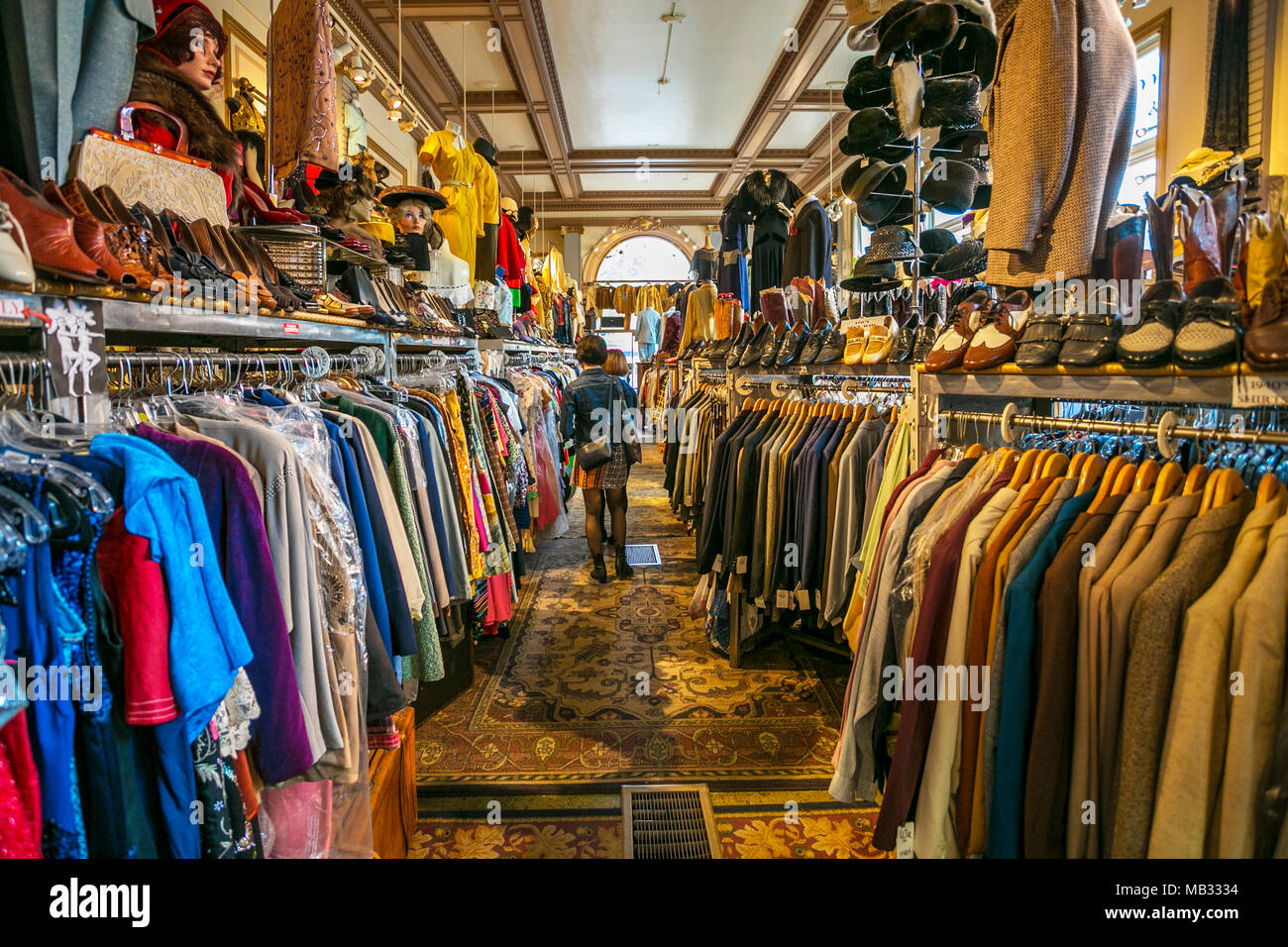 Decades of fashion shop. Haight-Ashbury district. The neighborhood is known for being the origin of hippie counter culture. San Francisco. California, Stock Photo