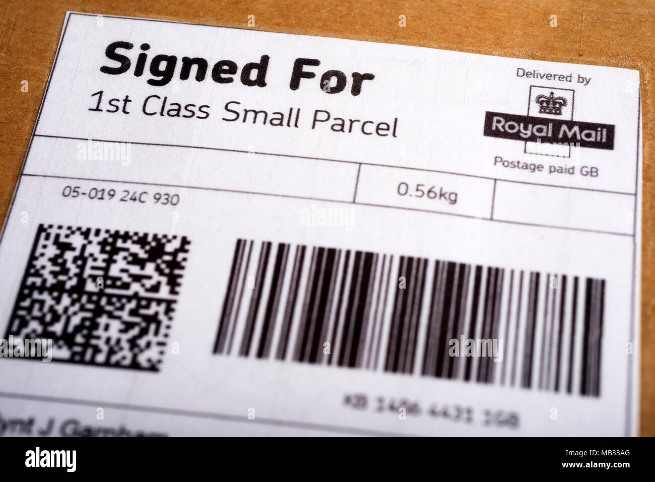 Royal Mail 1st Class Small Parcel Stock Photo Alamy