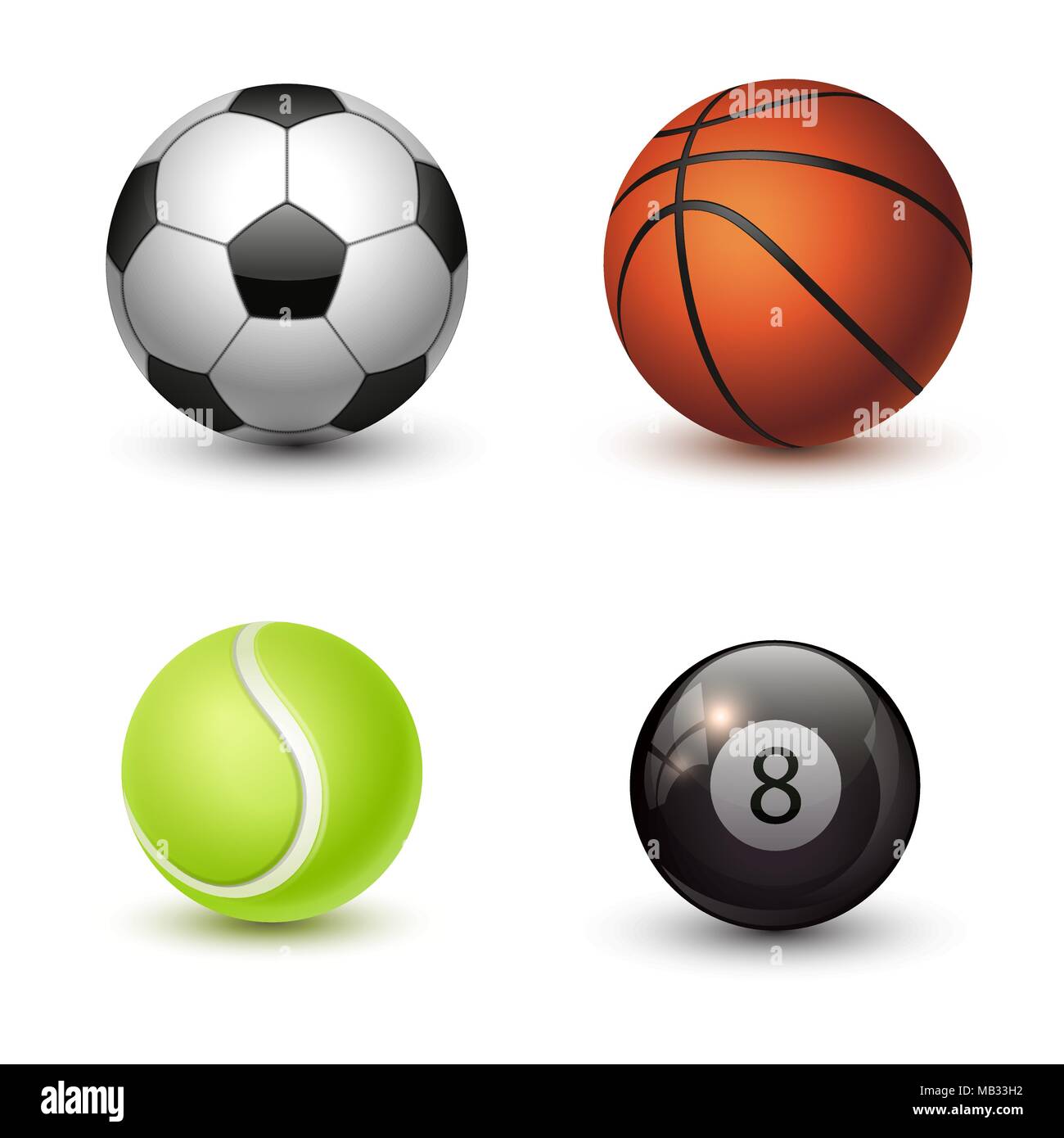 Sport balls set isolated on white background Stock Vector