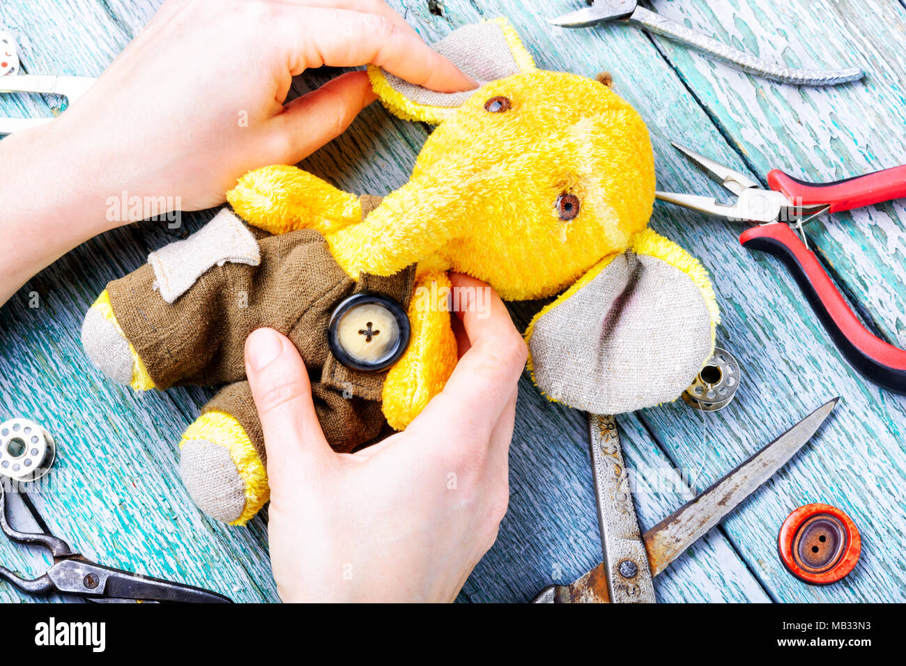 Process of making a soft elephant toy and working tool Stock Photo Alamy