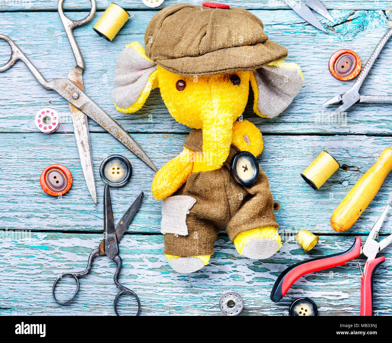 Process of making a soft elephant toy and working tool Stock Photo Alamy