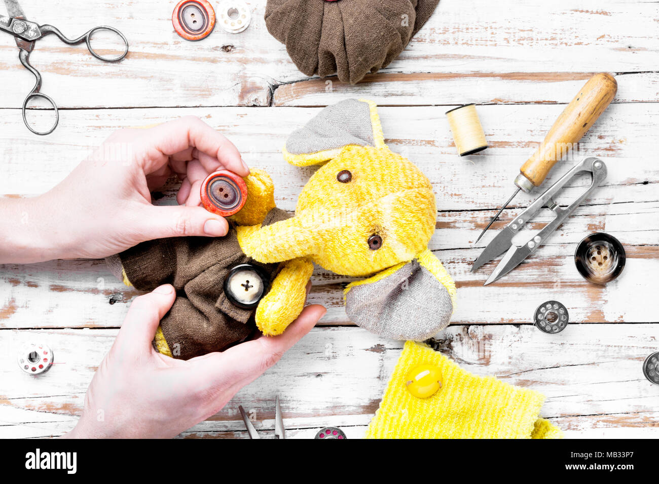 Process of making a soft elephant toy and working tool Stock Photo Alamy