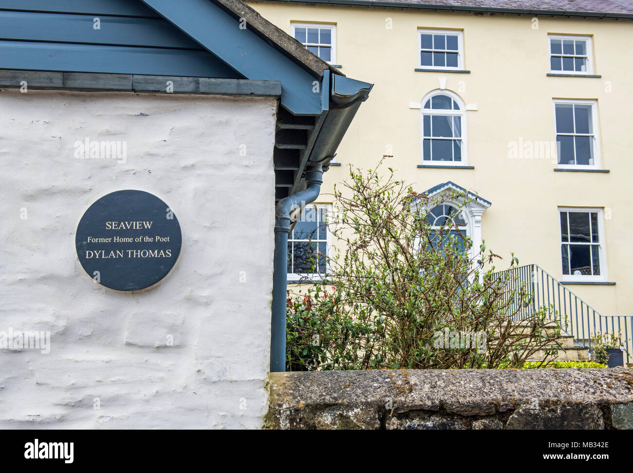 Seaview House in Laugharne, Carmarthenshire, south Wales once lived in by Dylan Thomas Stock Photo