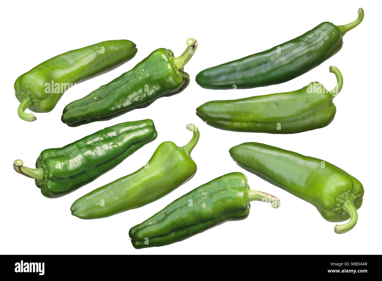 Green sweet chile peppers, whole pods. Clipping paths Stock Photo Alamy