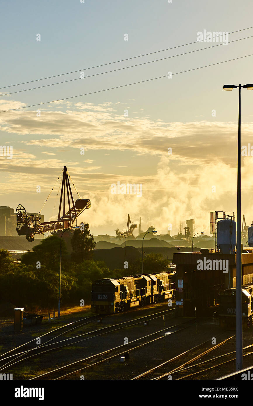 coal loader and rail infrastructure in newcastle nsw Stock Photo