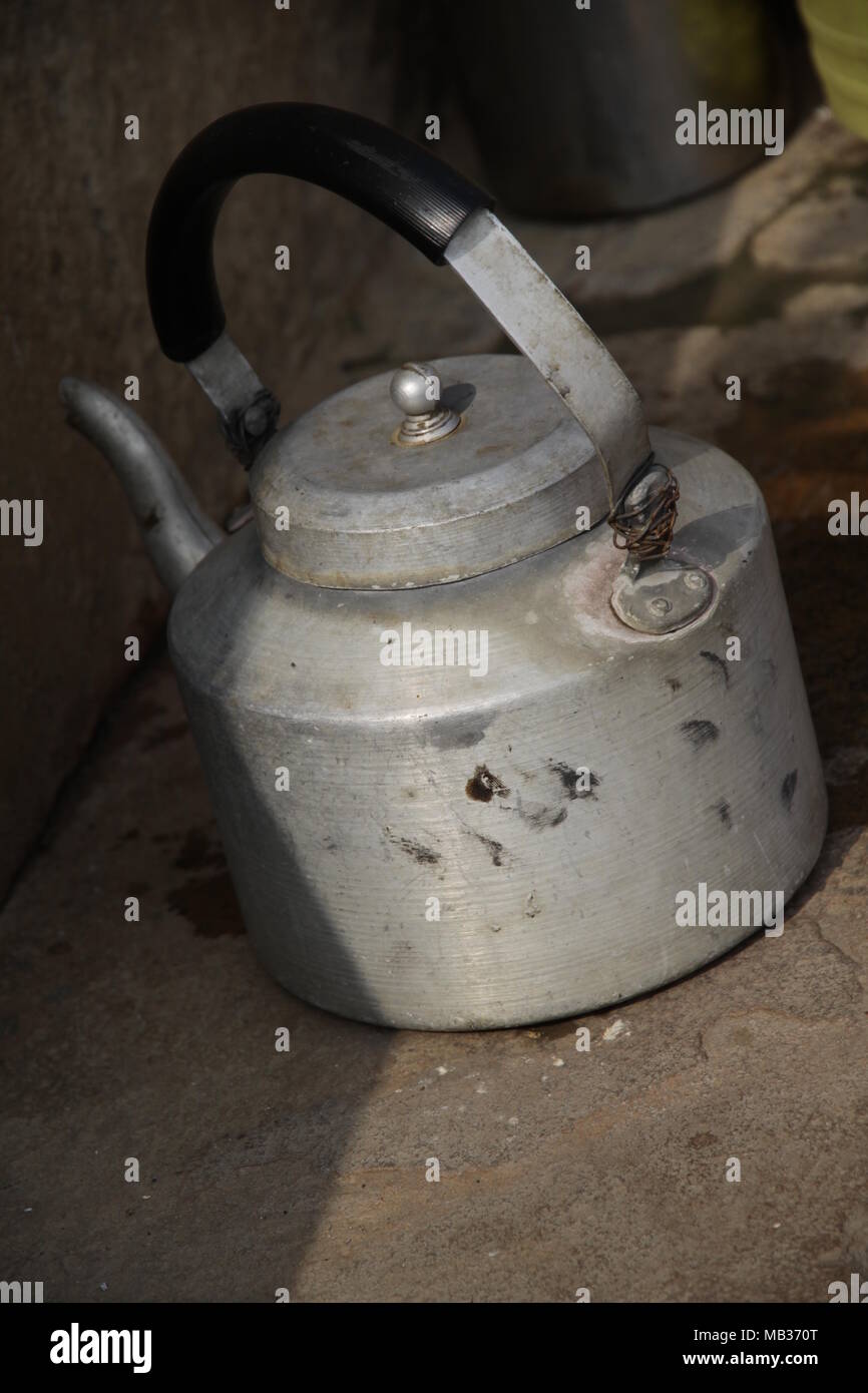 A kettle for making Indian chai in Varanasi India Stock Photo Alamy