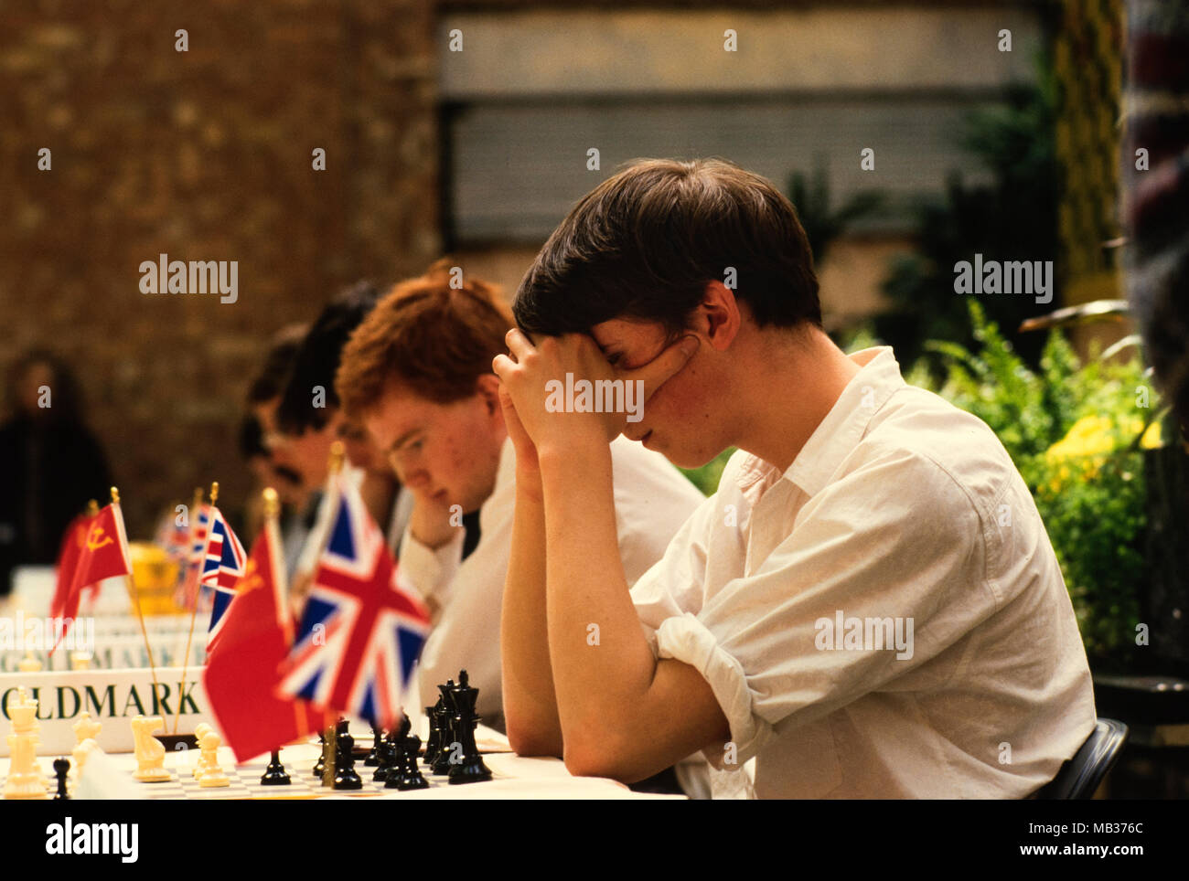 James Howell as Junior British Chess Captain at Goldmark Books Chess Challenge, London England 27 May 1986 James Howell went on to be a Chess Grandmaster as well as an author on chess. Stock Photo
