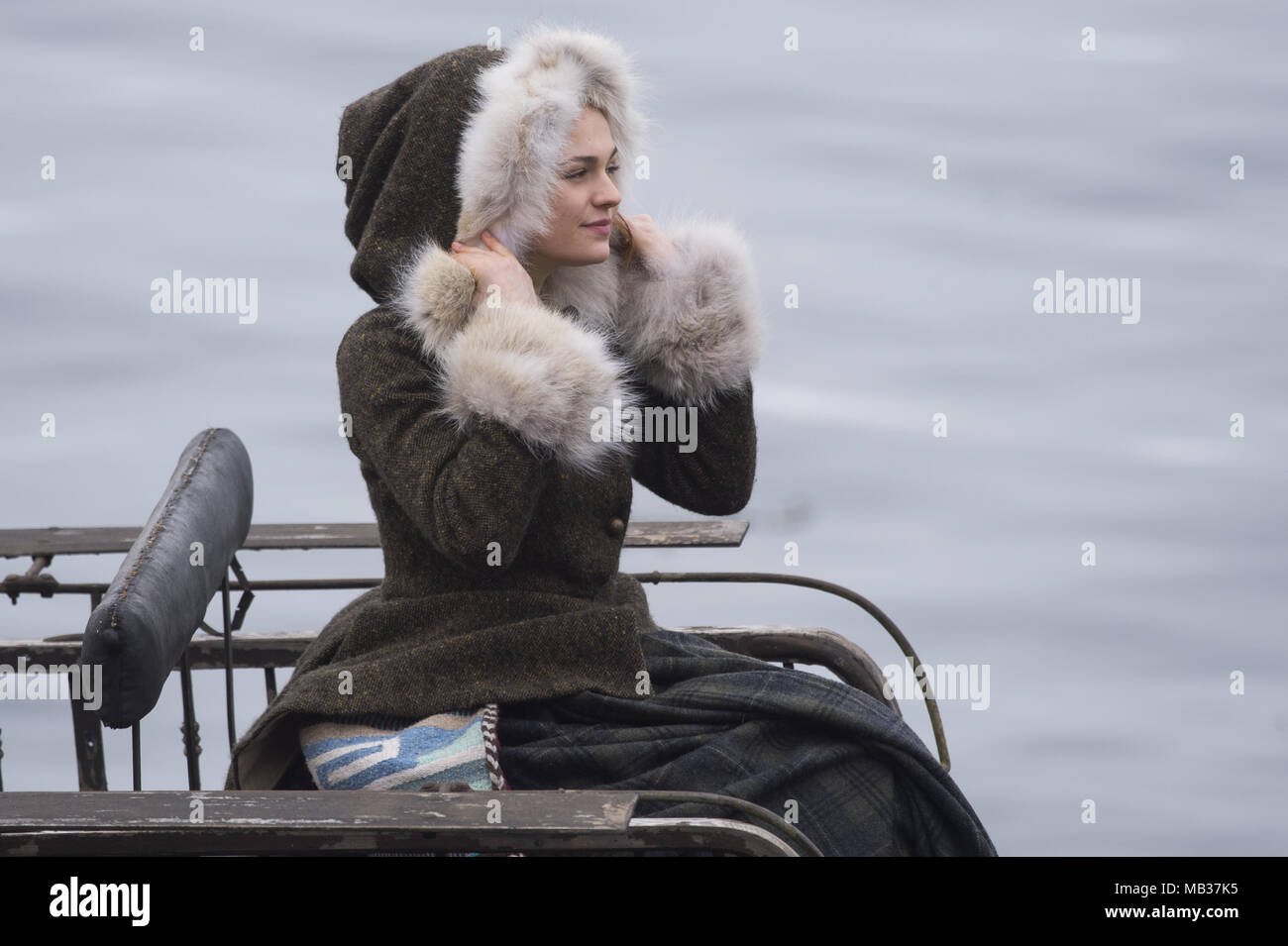 Outlander film crew and actors are spotted filming at a harbour in