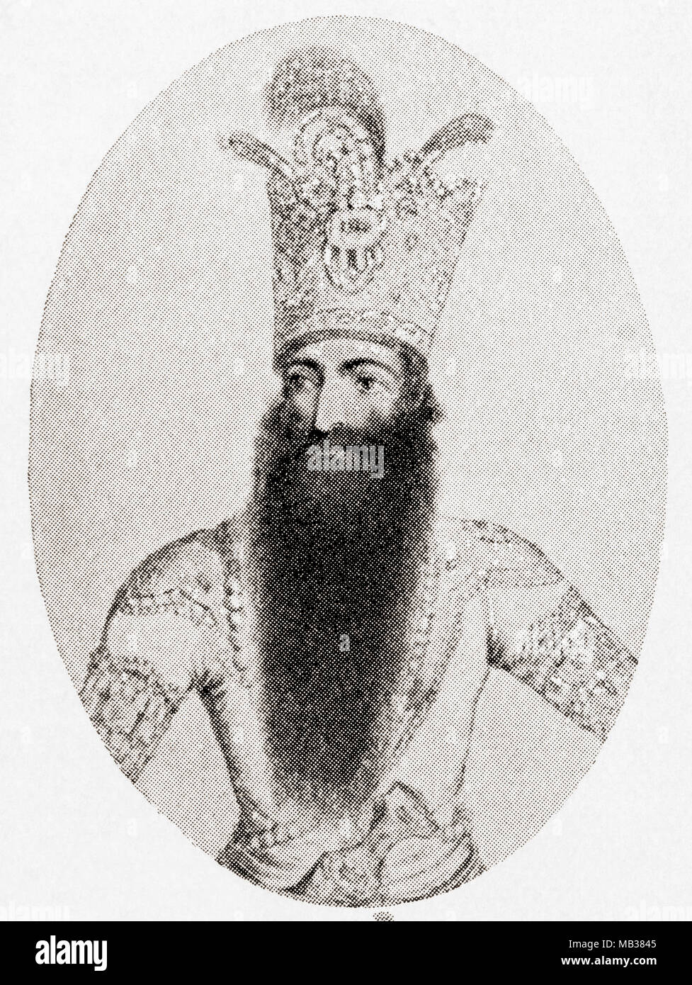 Fath-Ali Shah Qajar, aka Fathalishah, Fathali Shah, Fath Ali Shah, 1772 – 1834.  Second Shah (Qajar emperor) of Iran.  From Hutchinson's History of the Nations, published 1915 Stock Photo