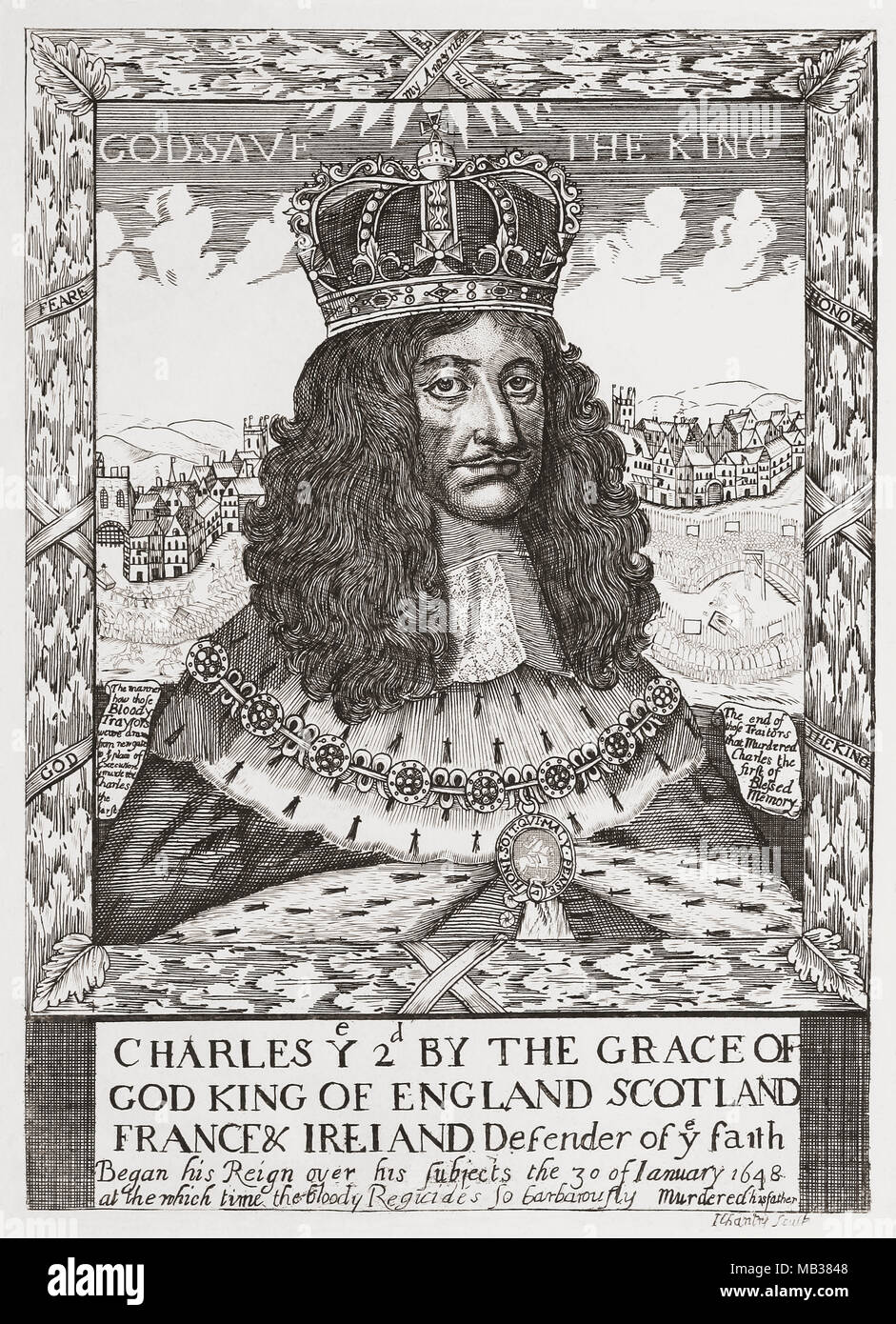 Charles II, 1630 - 1685. King of England, Scotland and Ireland.  From Woodburn’s Gallery of Rare Portraits, published 1816. Stock Photo