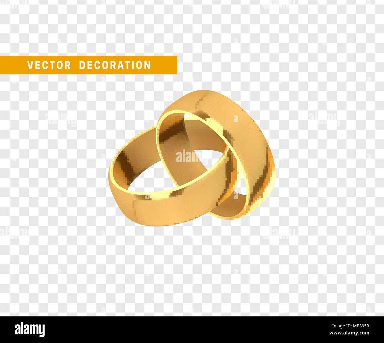 Golden wedding rings, realistic design isolated on transparent ...