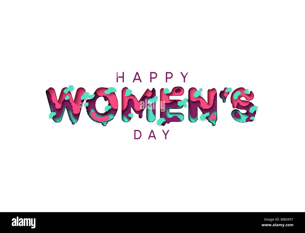 Happy Womens Day greeting card. Design letter modern style papercut ...