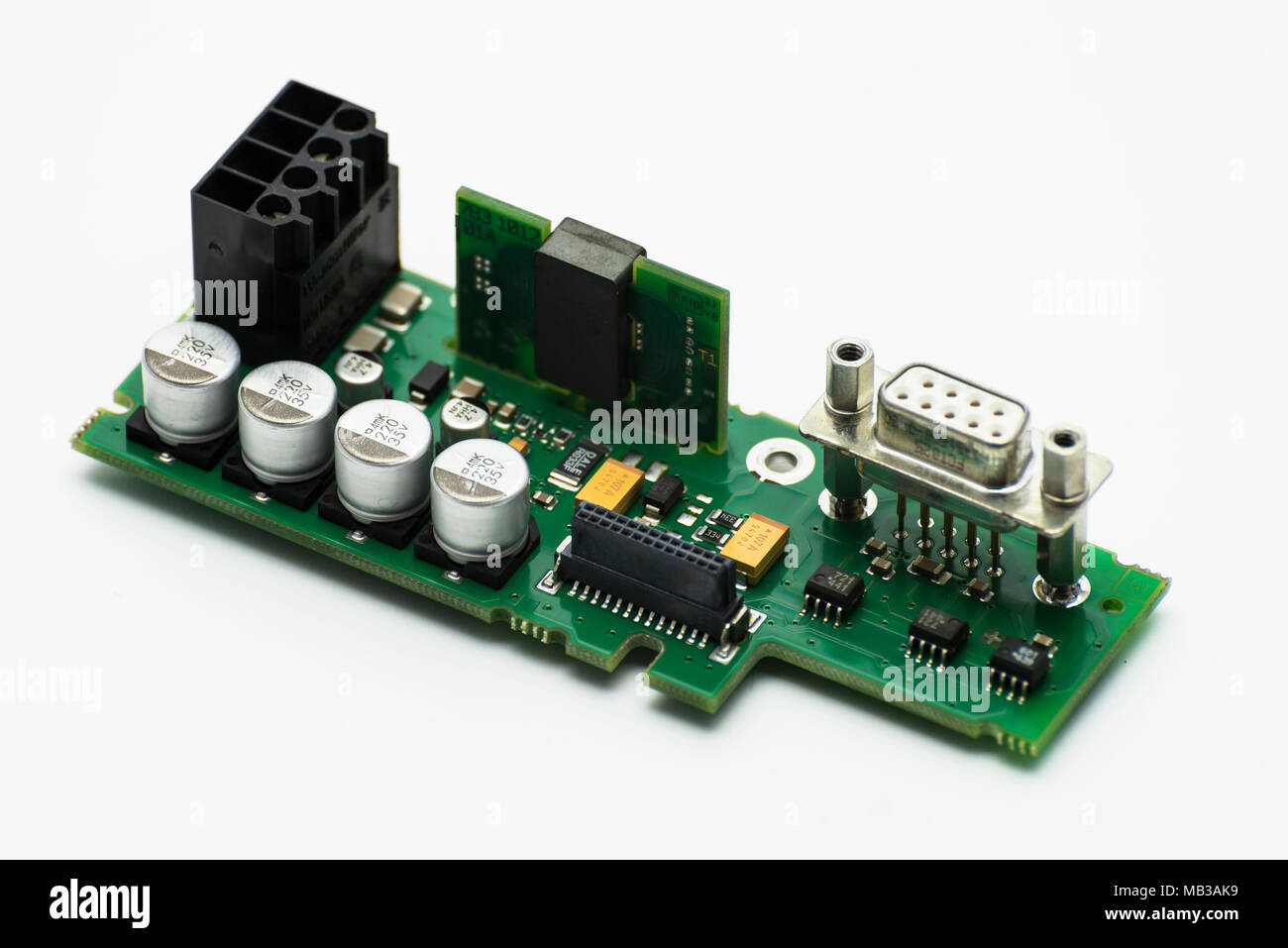 Integrated circuit with visible capacitors and VGA connector, isolated