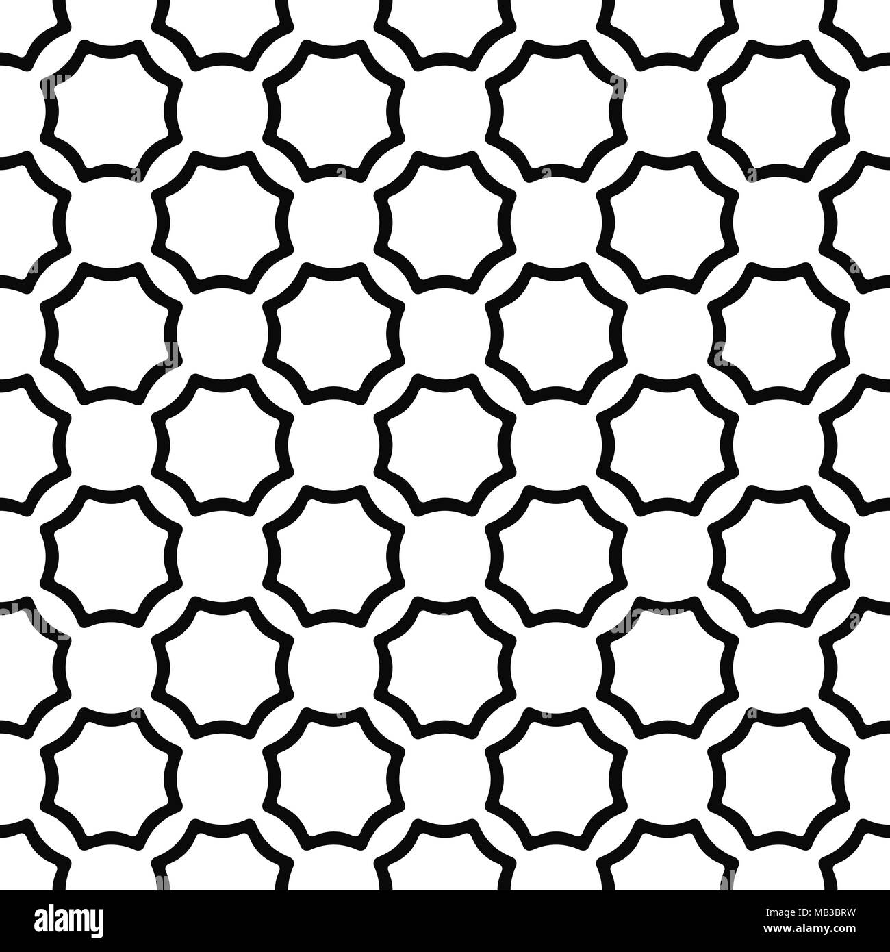 Black and white seamless curved octagon pattern Stock Vector