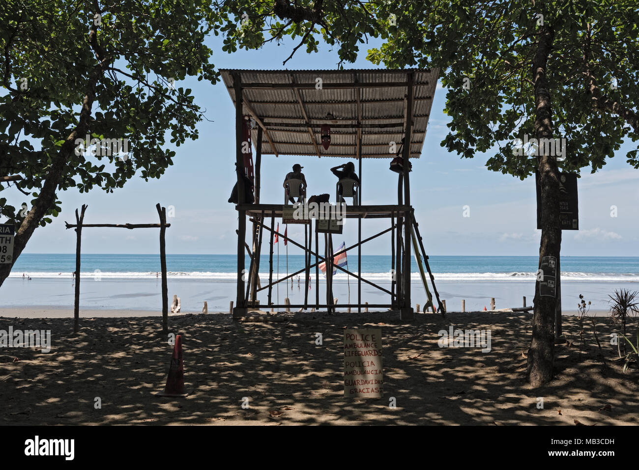 lifeguard station at a beach of the Pacific Ocean south of Puntarenas, Costa Rica Stock Photo