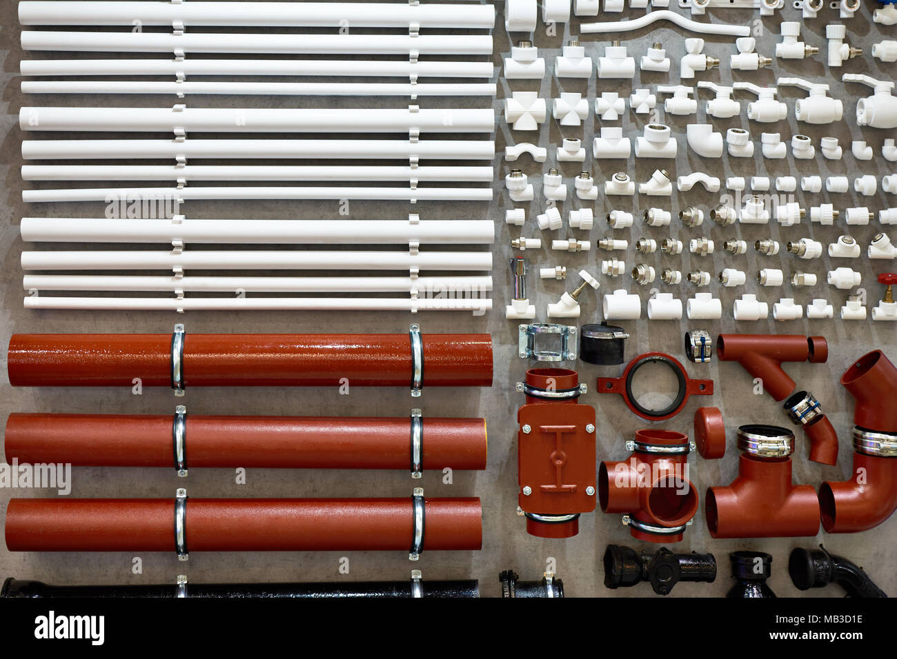 PVC fittings and plastic pipes for water plumbing heating sewer system