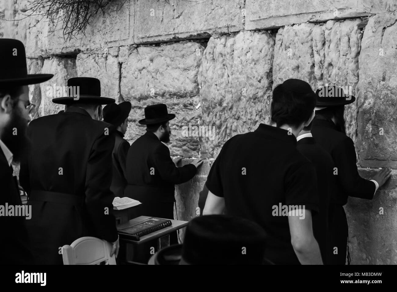 Western Wall, Jerusalem, Israel 03.04.2015: Western Wall Jerusalem is also called the wailing wall or wall of weeping. It is one of the holiest sites  Stock Photo