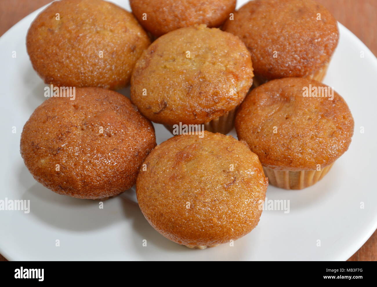 mini banana cake on plate Stock Photo