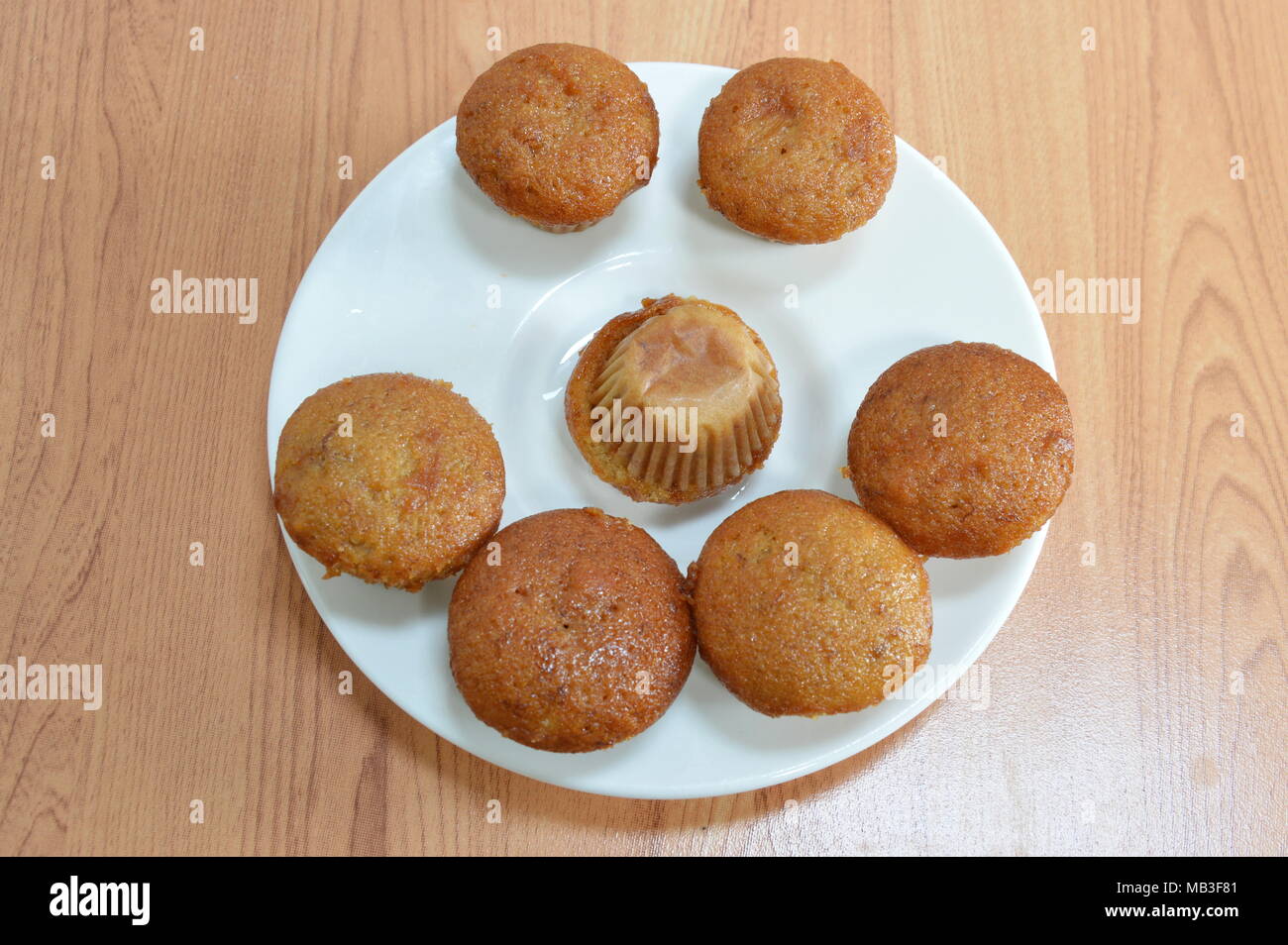 mini banana cake on plate Stock Photo