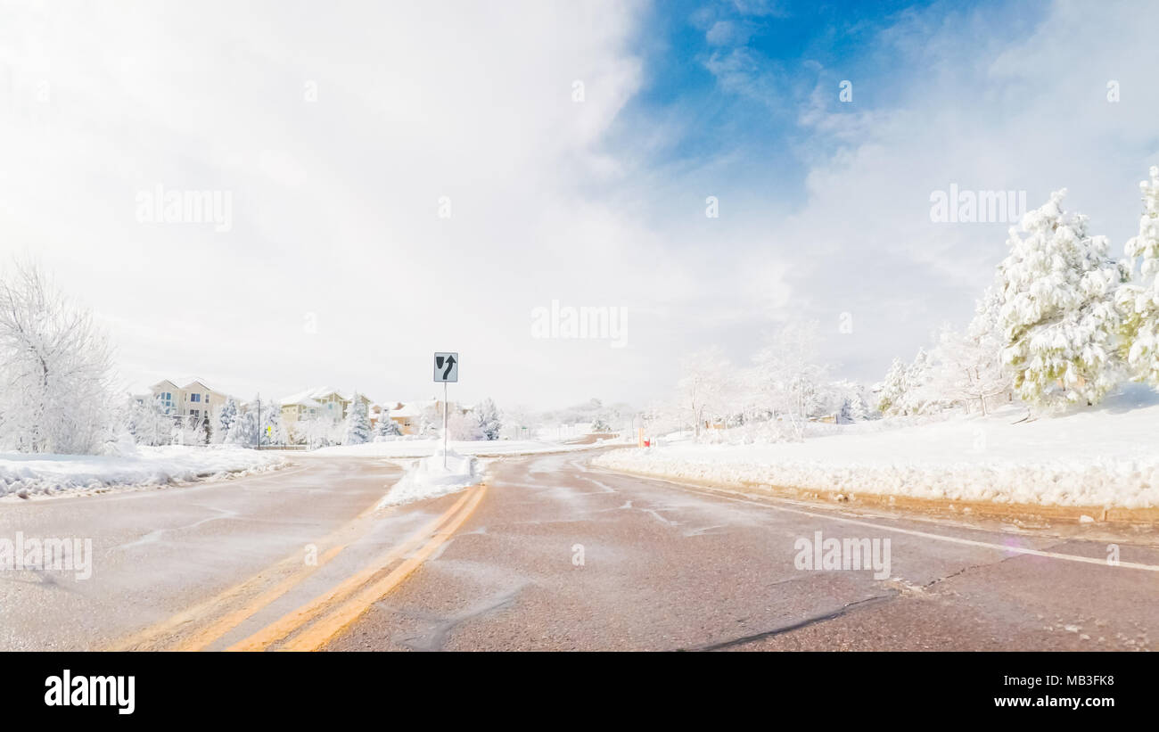 Driving on suburban road after hi-res stock photography and images - Alamy
