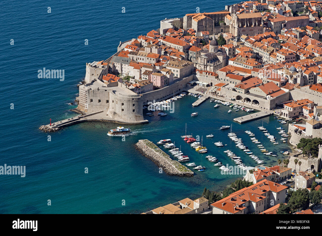 panoramic view of the old harbour, old town, Dubrovnik, Croatia Stock Photo