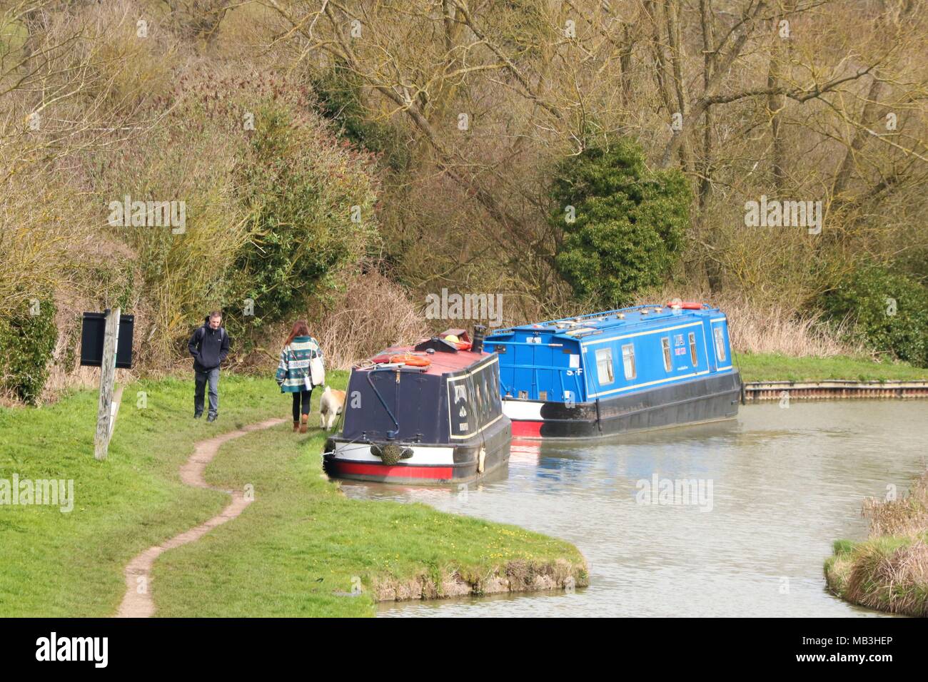 Barge / Canal boats at Heyford Wharf, Heyford, Oxfordshire, UK Stock Photo