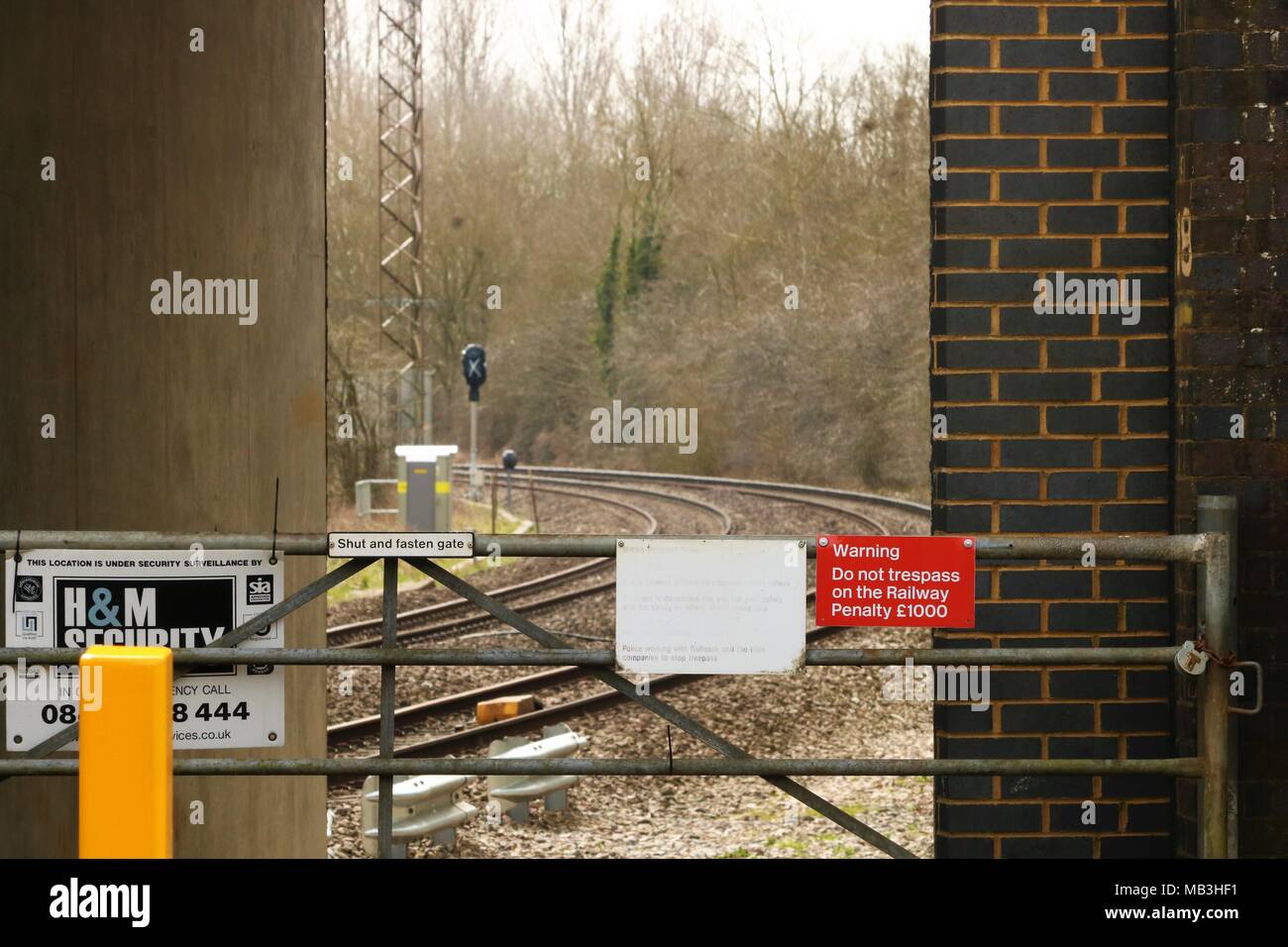 Railway tracks at Heyford Railway Station, Oxfordshire, UK Stock Photo