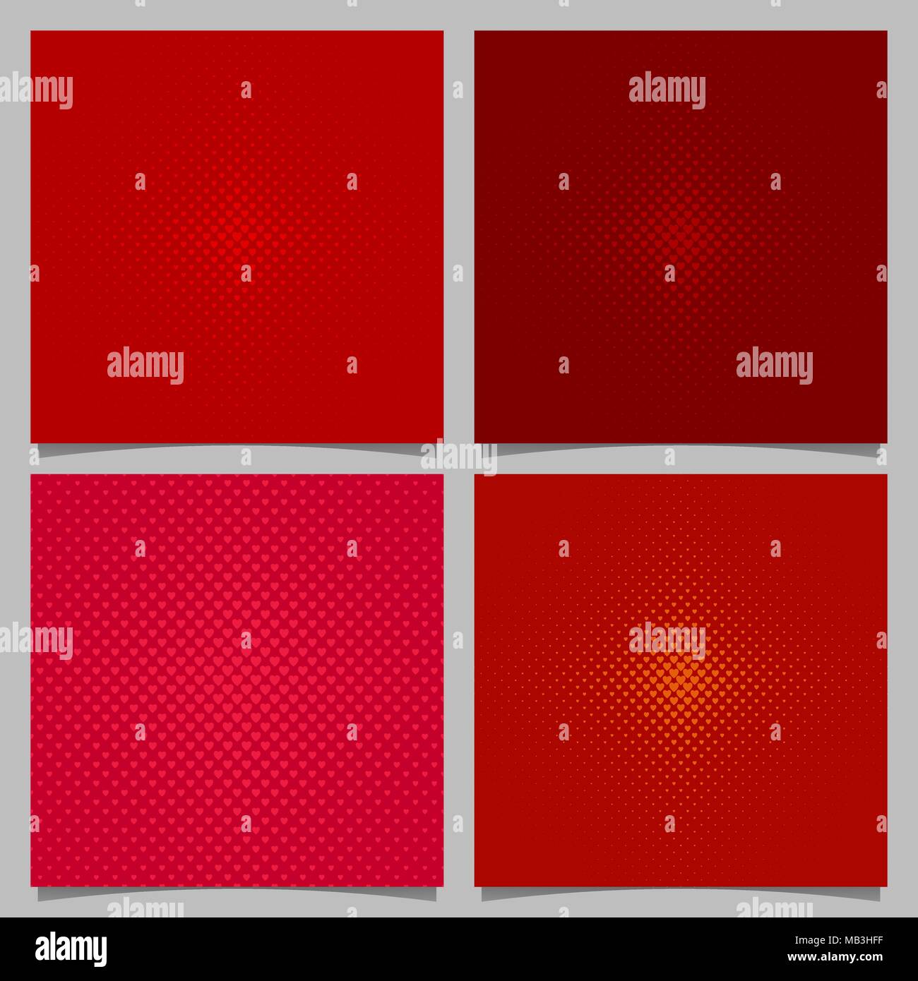 Red halftone heart pattern background set Stock Vector Image & Art - Alamy