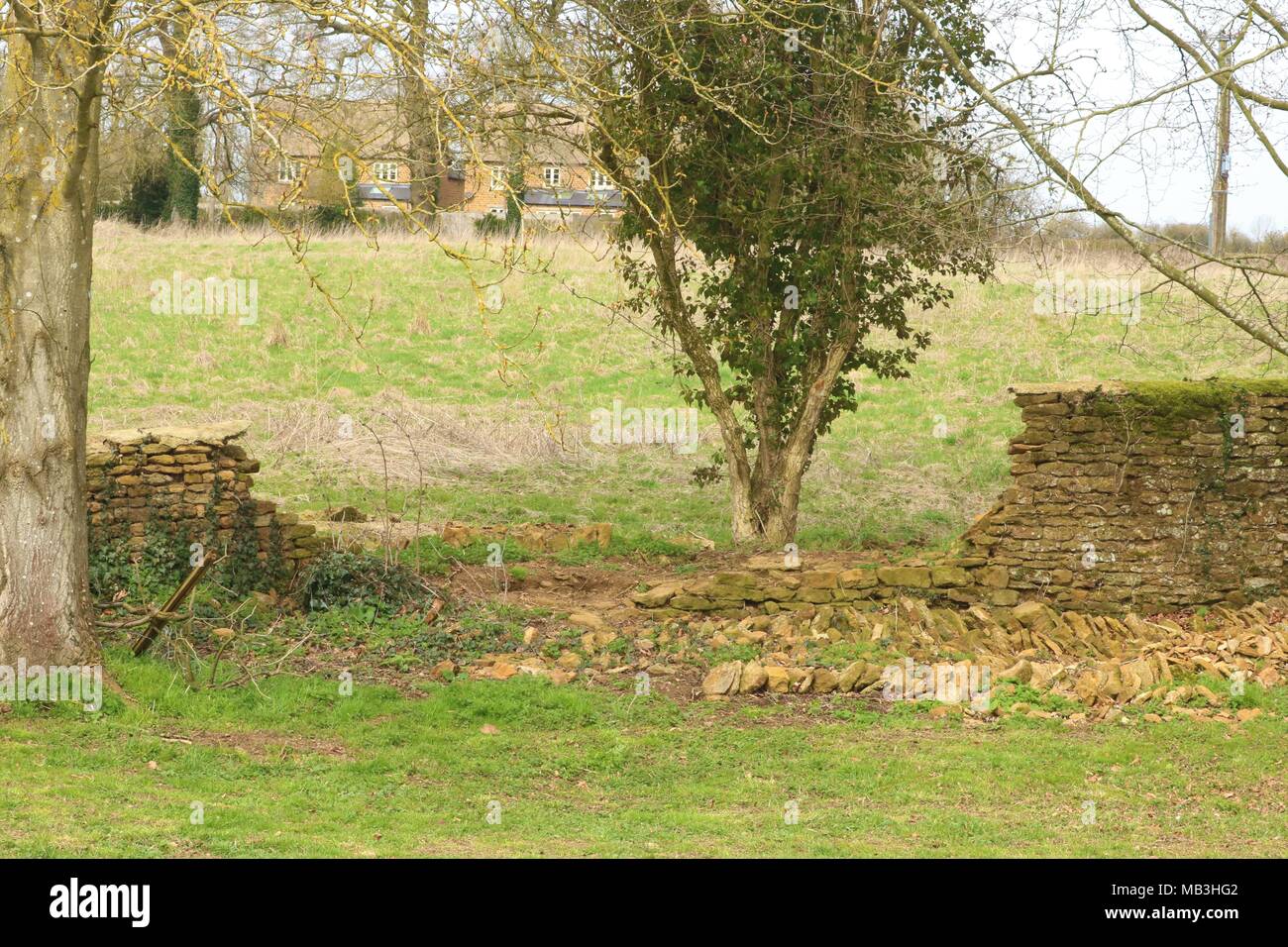Deddington Castle remains in Oxfordshire, UK Stock Photo