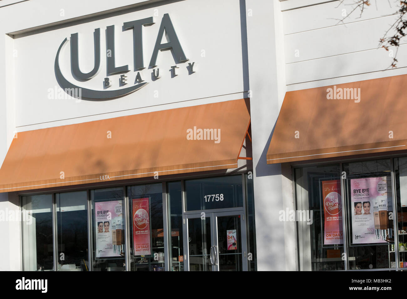 A Ulta Beauty logo seen on a retail store front in Hagerstown, Maryland