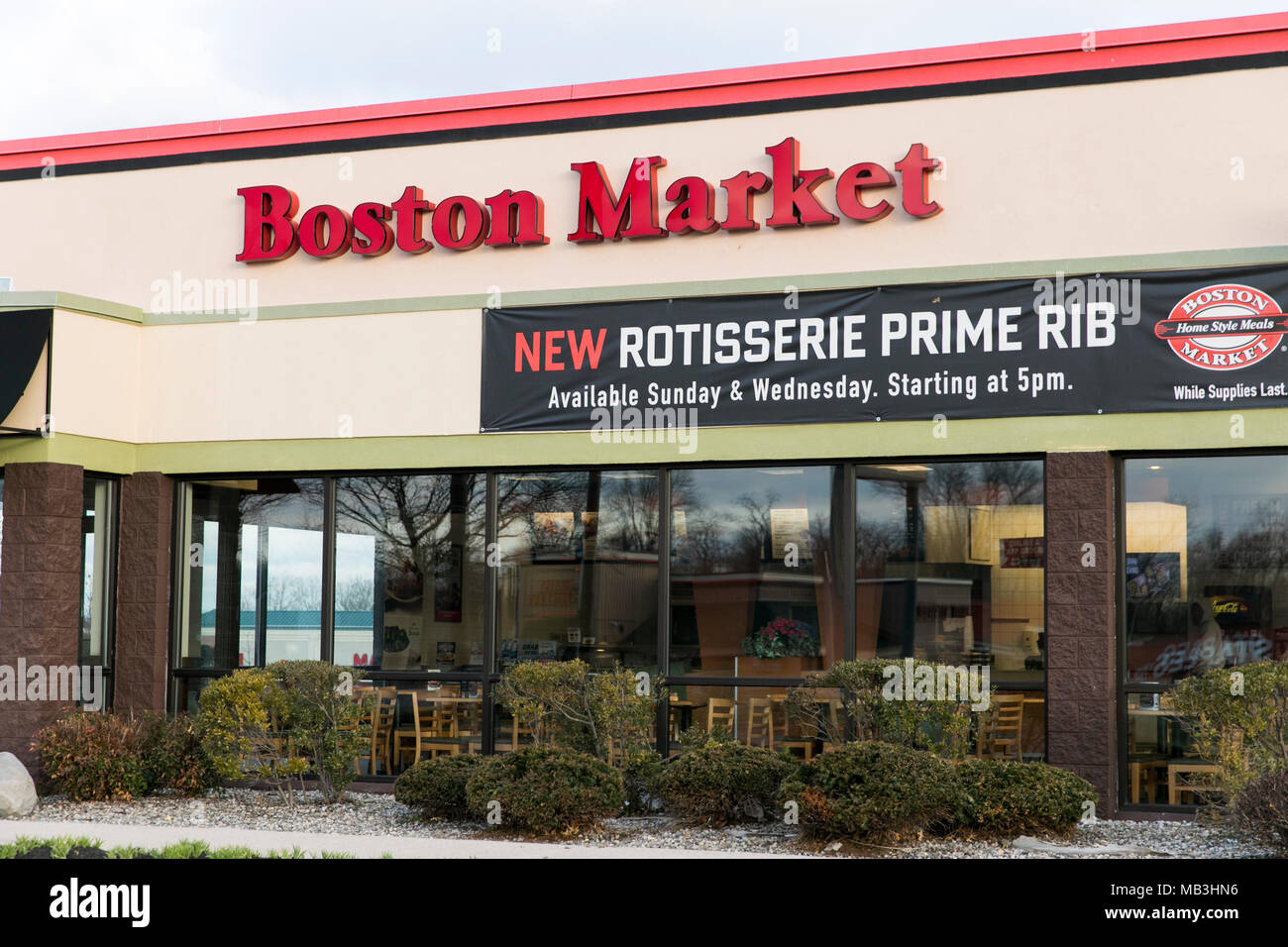A Boston Market restaurant location in Hagerstown, Maryland on April 5, 2018. Stock Photo