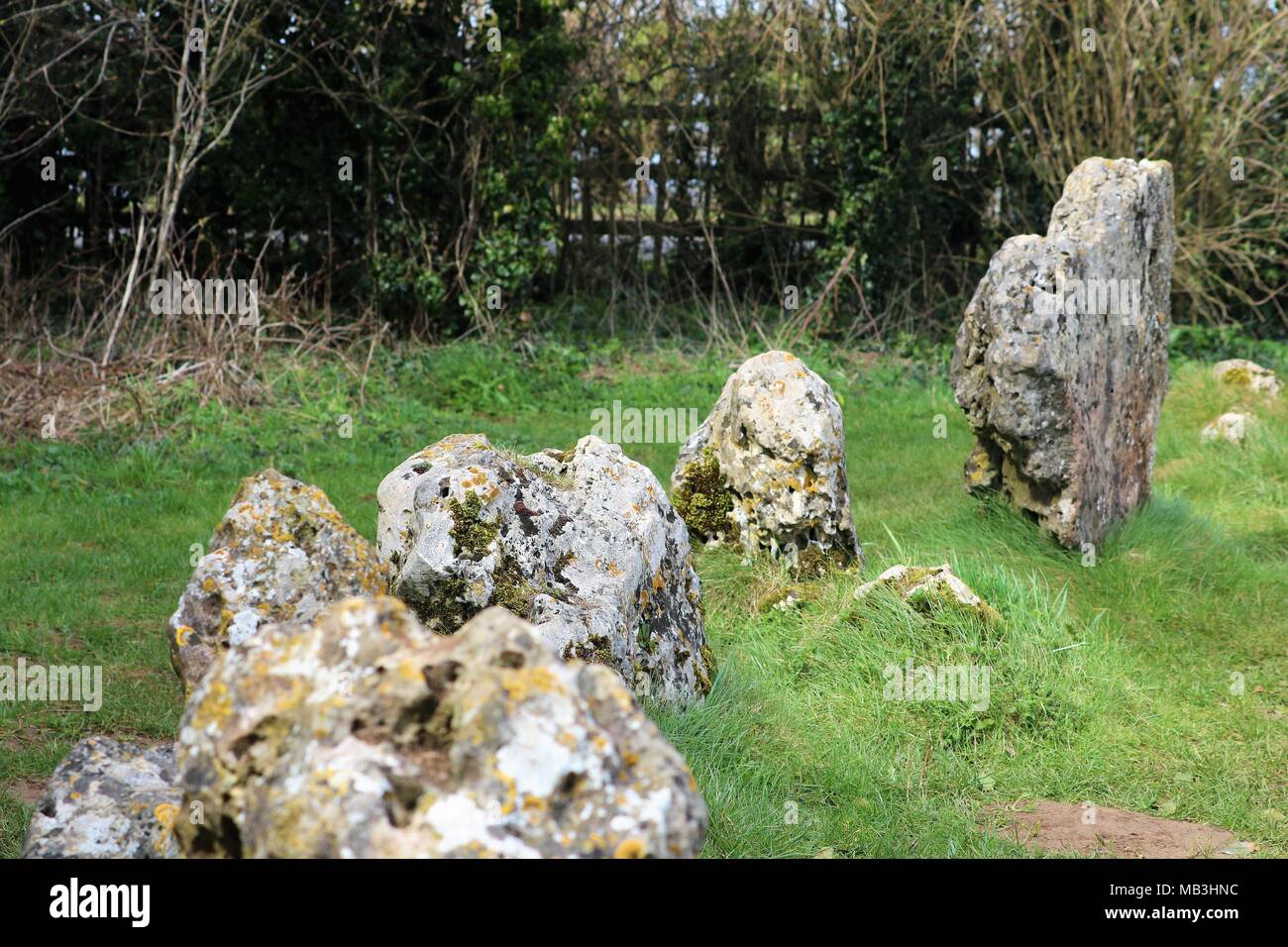Rollright Stones, The King's Men at Cotswold Hill, Oxfordshire / Warwickshire Border, UK Stock Photo
