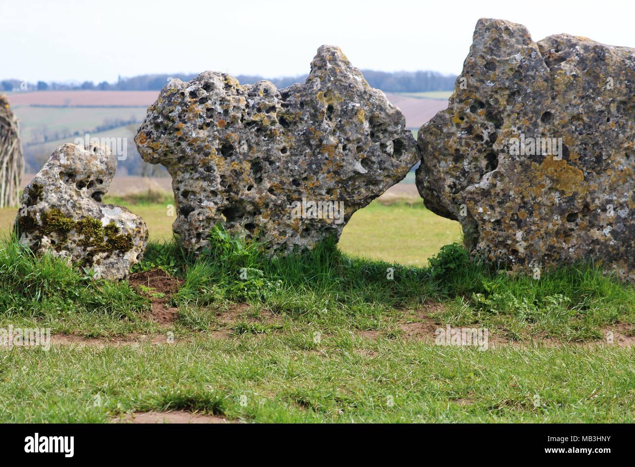 Rollright Stones, The King's Men at Cotswold Hill, Oxfordshire / Warwickshire Border, UK Stock Photo