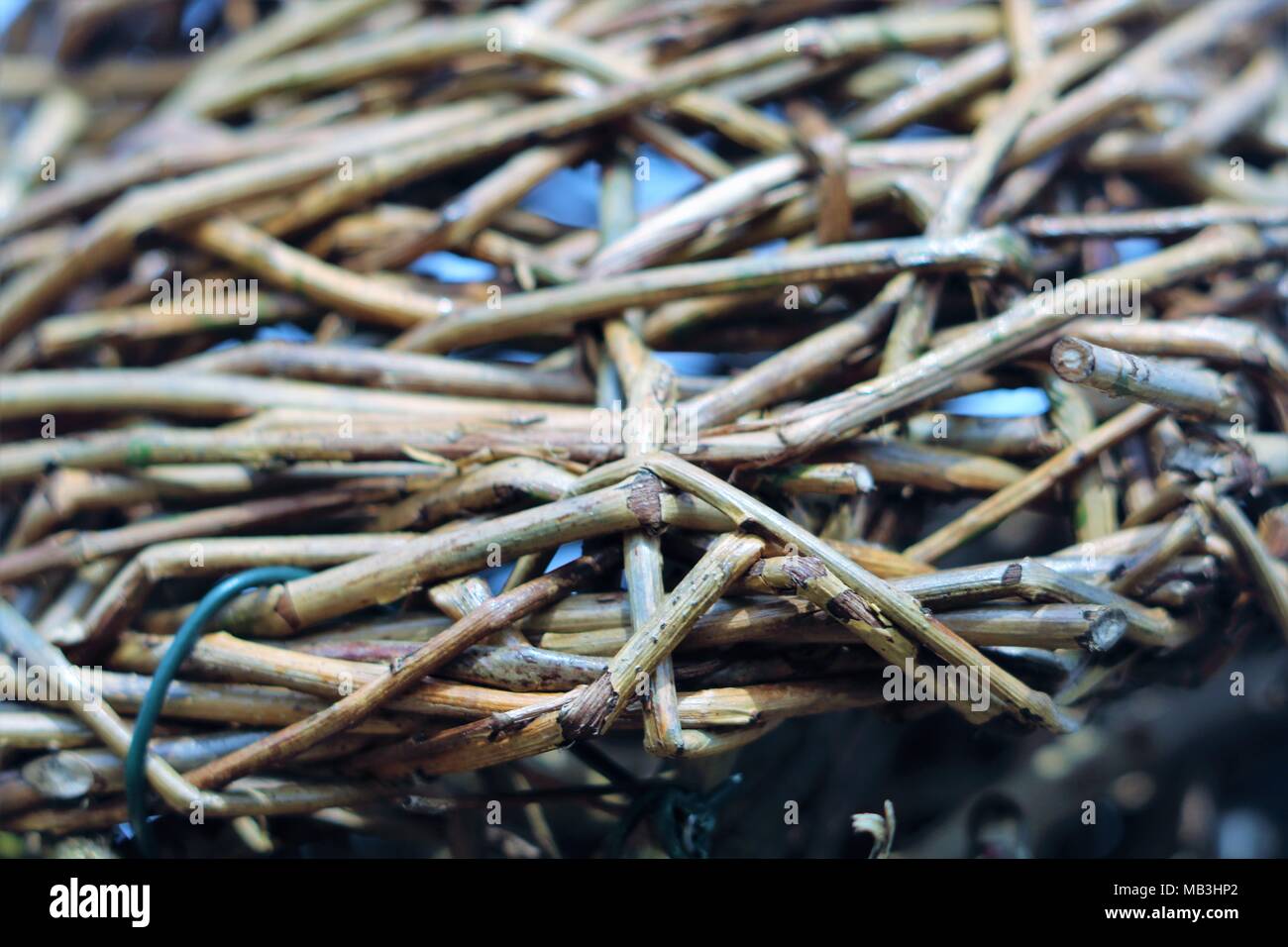 Close up view of interwoven wicker - background Stock Photo
