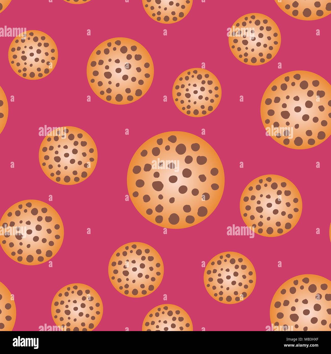 Chocolate Chip Cookie On Pink Background Seamless Stock Vector